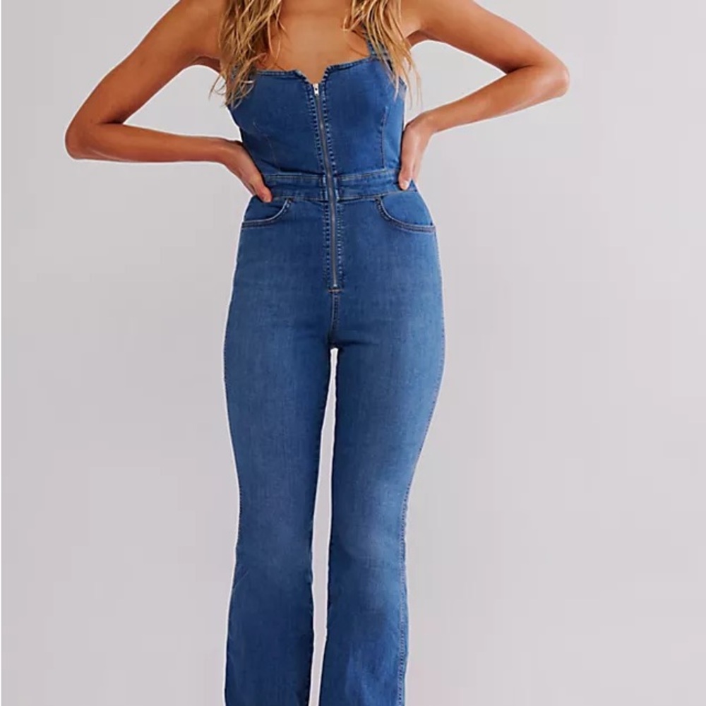 FREE PEOPLE 2nd Ave denim jumpsuit